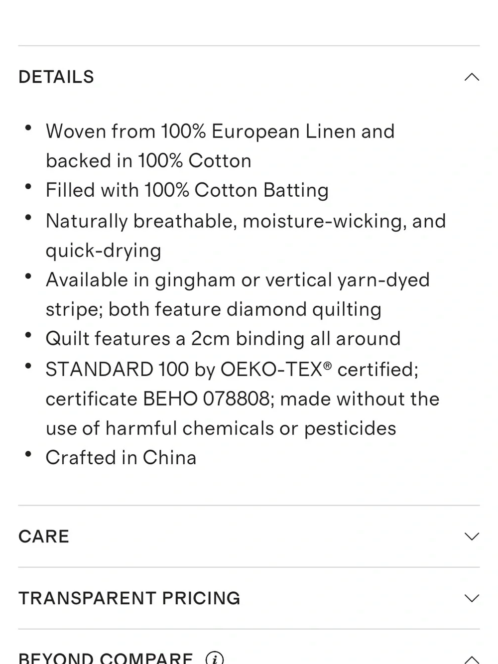 New Latte Full/Queen European Linen Striped Quilt - Retail $170